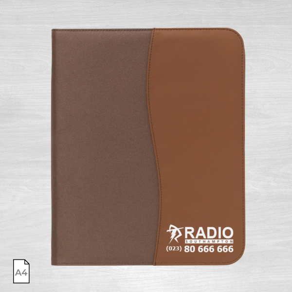 Brown leather conference folder