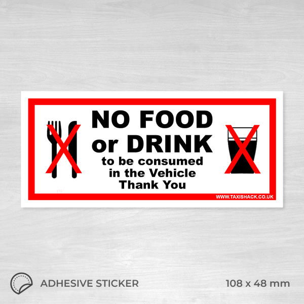 No food or drink to be consumed in the vehicle