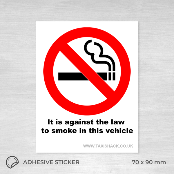 No Smoking it is against law to smoke in vehicle sticker