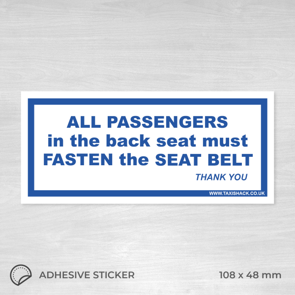 All passengers must fasten seat belt sticker