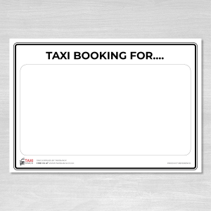 Taxi booking name board white
